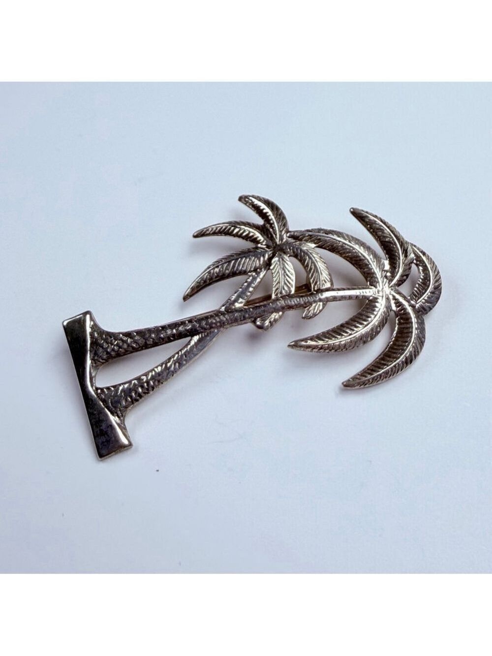 Tropical Palm Tree Figural 925 Sterling Silver Vintage Pin Brooch Mid Century - Picture 3 of 7
